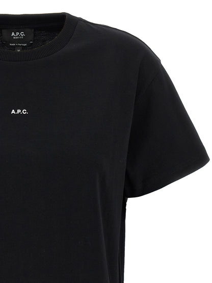 T-Shirt by A.P.C. for women in organic cotton bicolour, black & white showcases a fashionable silhouette, elegantly detailed with a fashionable and for a sophisticated, high-fashion look.
