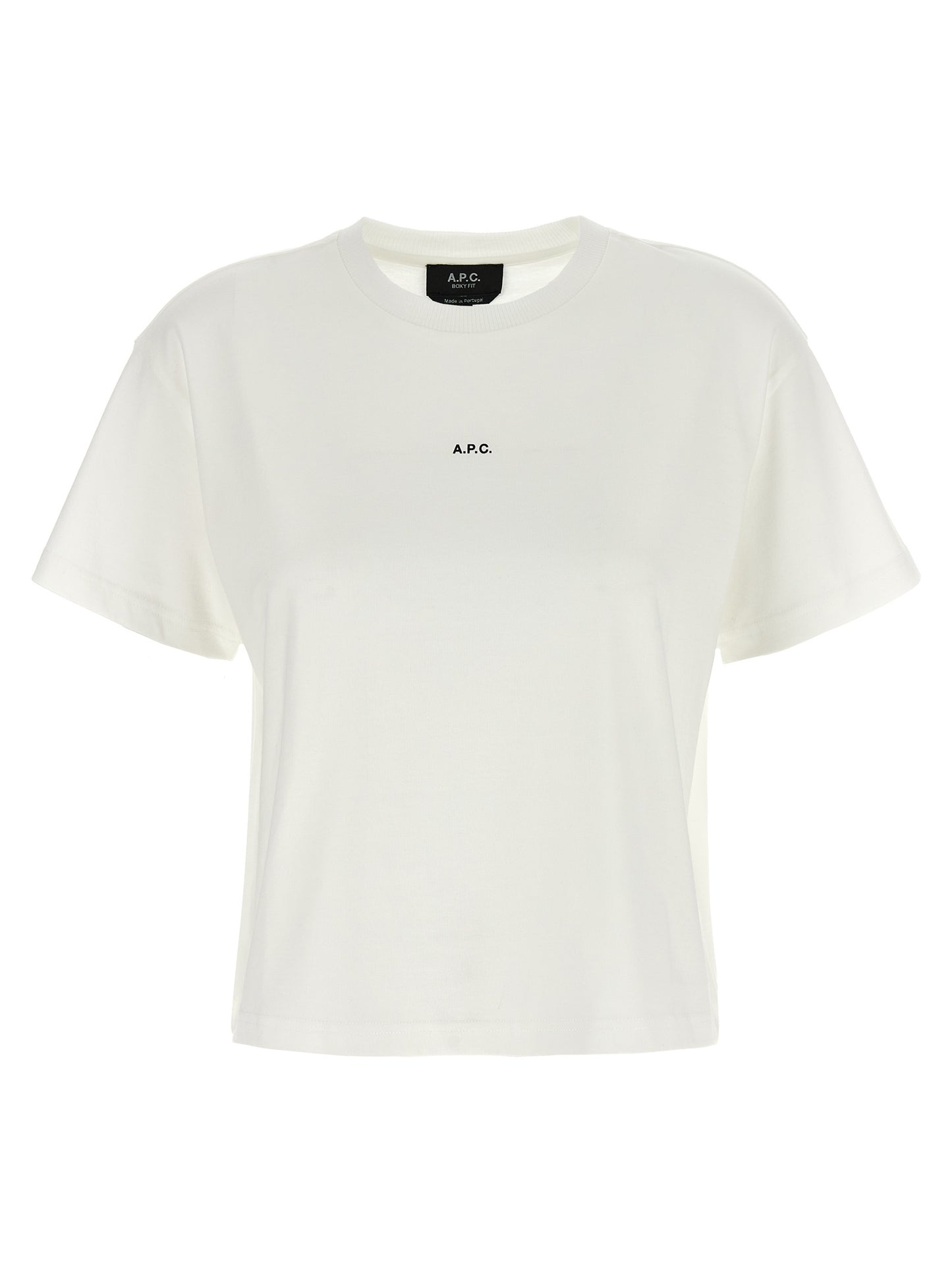 T-Shirt by A.P.C. for women in organic cotton bicolour, black, white & print showcases a chic silhouette, artfully detailed with a chic crew neckline and short-sleeve for a chic finish.