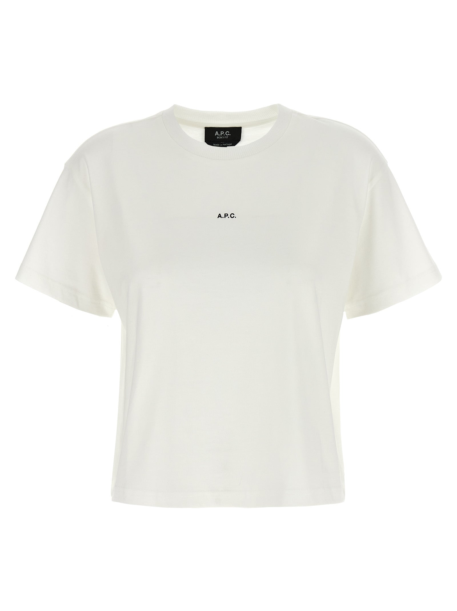T-Shirt by A.P.C. for women in organic cotton bicolour, black, white & print showcases a chic silhouette, artfully detailed with a chic crew neckline and short-sleeve for a chic finish.