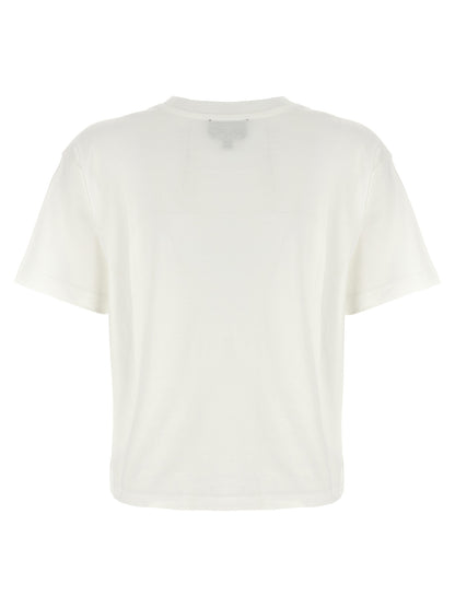 T-Shirt by A.P.C. for women in organic cotton bicolour, black, white & print showcases a fashionable silhouette, elegantly detailed with a fashionable and crew neckline for a sophisticated, high-fashion look.