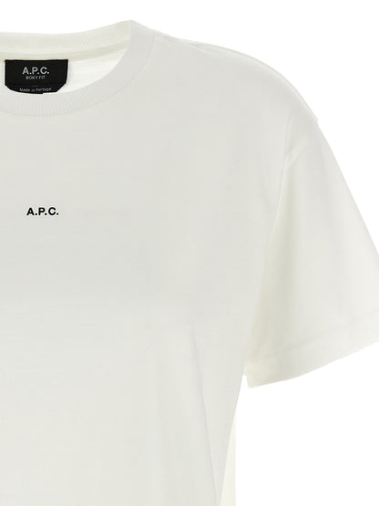 T-Shirt by A.P.C. for women in organic cotton bicolour, black, white & print features an on trend silhouette, perfectly showcasing a on trend and for an elevated aesthetic.