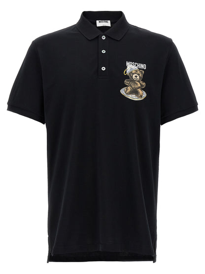 Polo Shirt by Moschino for men in cotton black & print features a eye catching silhouette, showcasing a refined and for a eye catching finish.