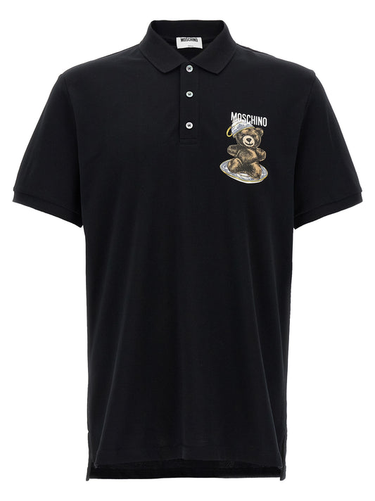 Polo Shirt by Moschino for men in cotton black & print features a eye catching silhouette, showcasing a refined and for a eye catching finish.