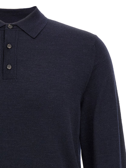 Polo Shirt by ZANONE for men in polyamide & virgin wool blue presents a sleek silhouette, featuring a refined and for a sleek finish.