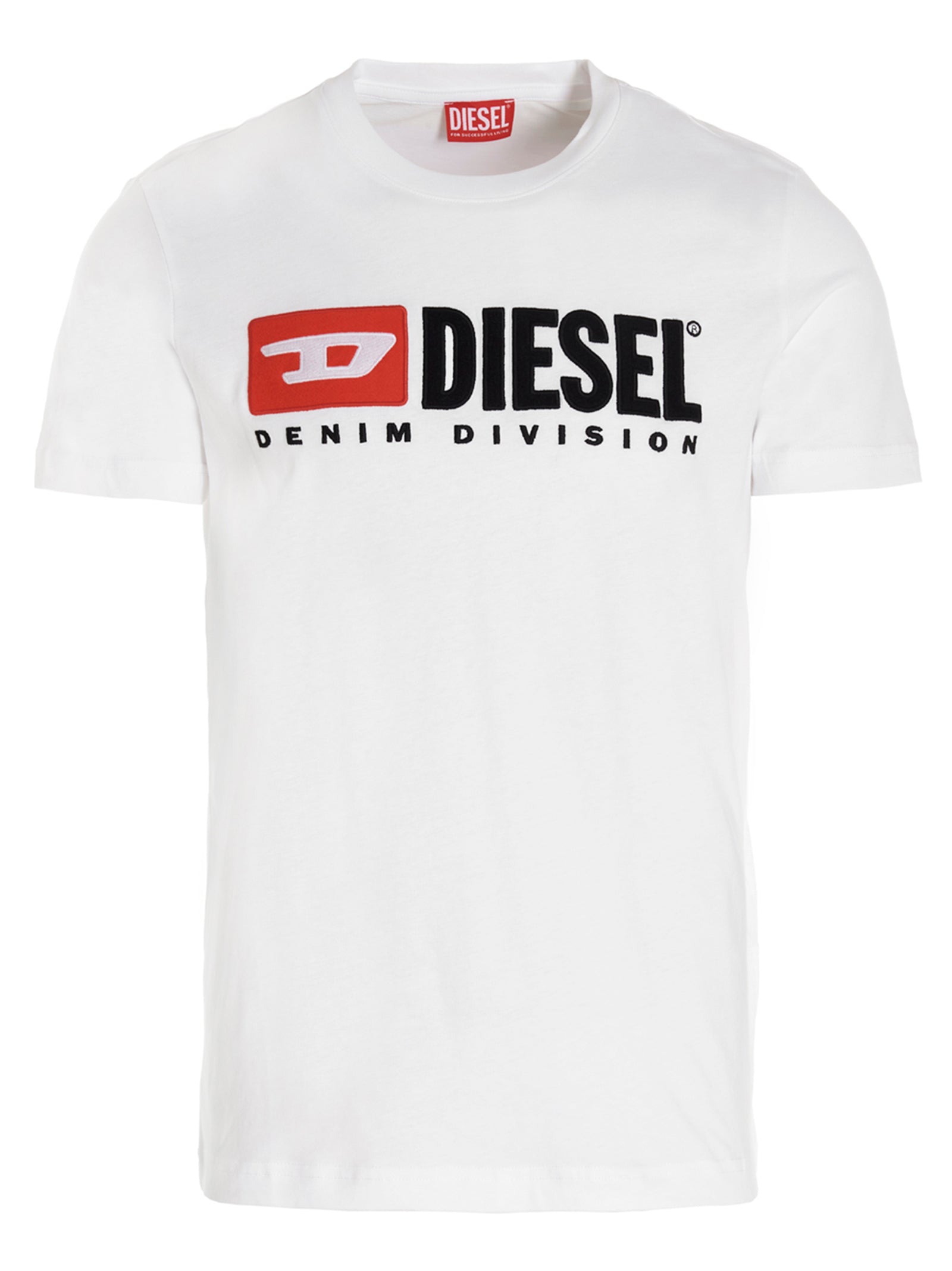 T-Shirt by Diesel for men in cotton white showcases a fashionable silhouette, elegantly detailed with a fashionable and crew neckline for a sophisticated, high-fashion look.