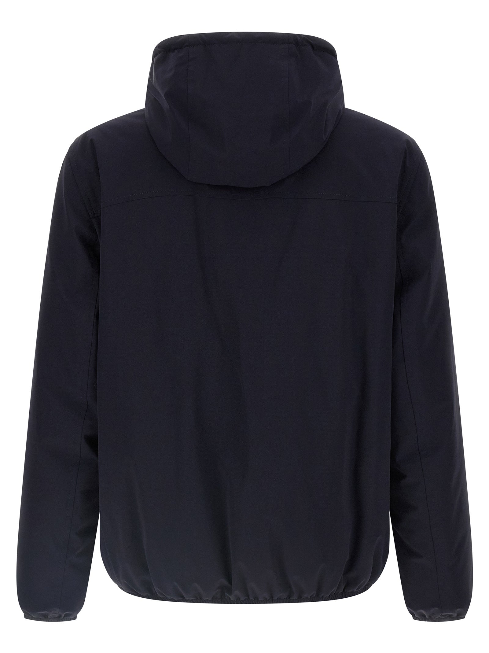 Hooded Windbreaker Jacket by Brunello Cucinelli for men in polyamide & goose-down blue presents a resilient silhouette, artfully detailed with a sophisticated hooded high-neck neckline and functional windproof, pockets, hooded & insulated for a resilient finish.
