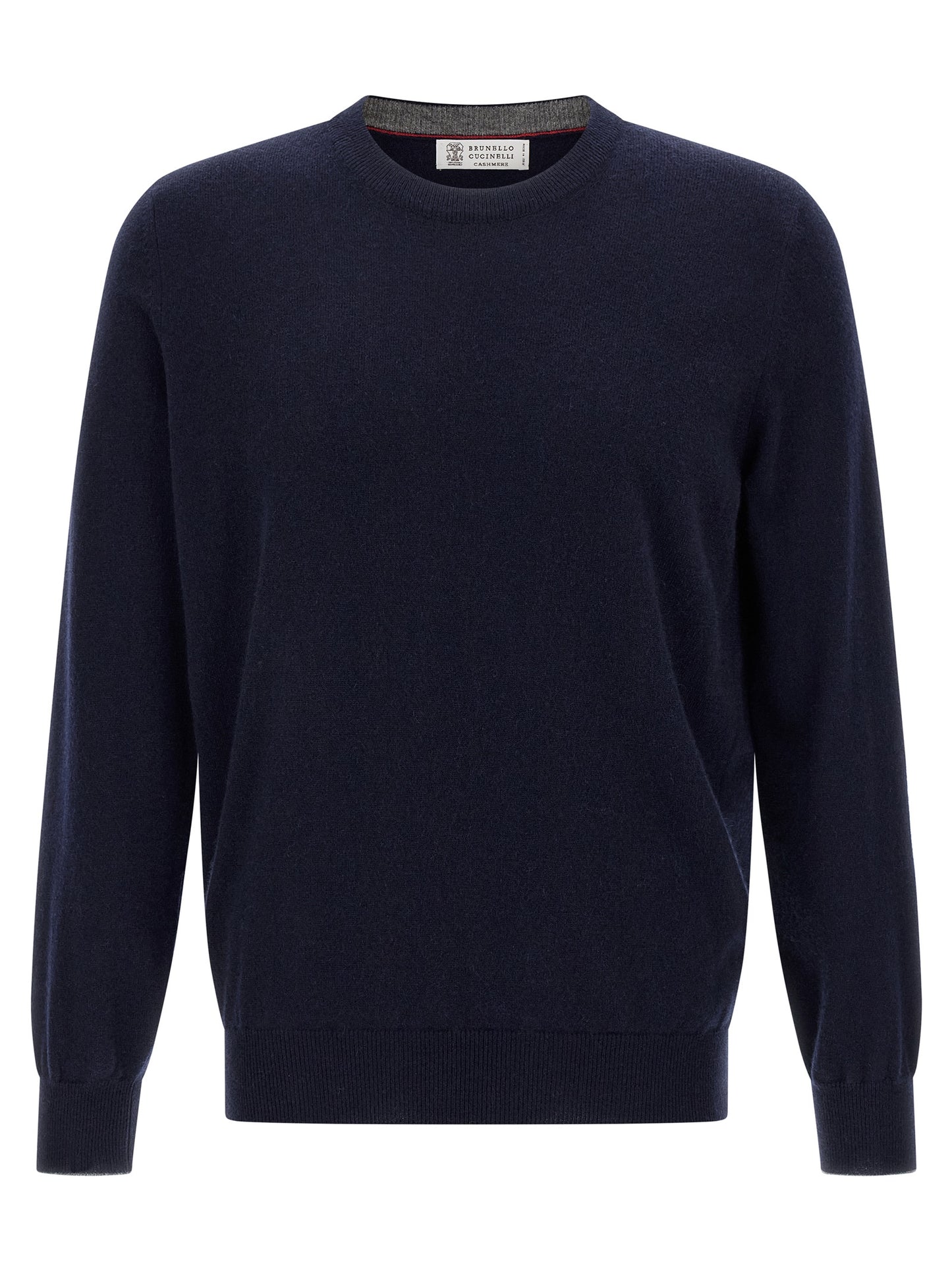 Cardigan by Brunello Cucinelli for men in cashmere blue features a nuanced silhouette with a refined crew neckline and nuanced detailing for a sophisticated look.
