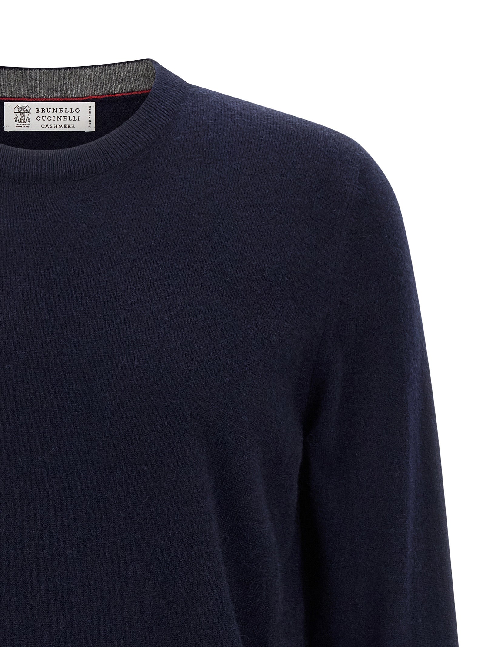 Cardigan by Brunello Cucinelli for men in cashmere blue showcases a captivating silhouette, artfully detailed with a captivating and crew neckline for a truly sophisticated captivating look.
