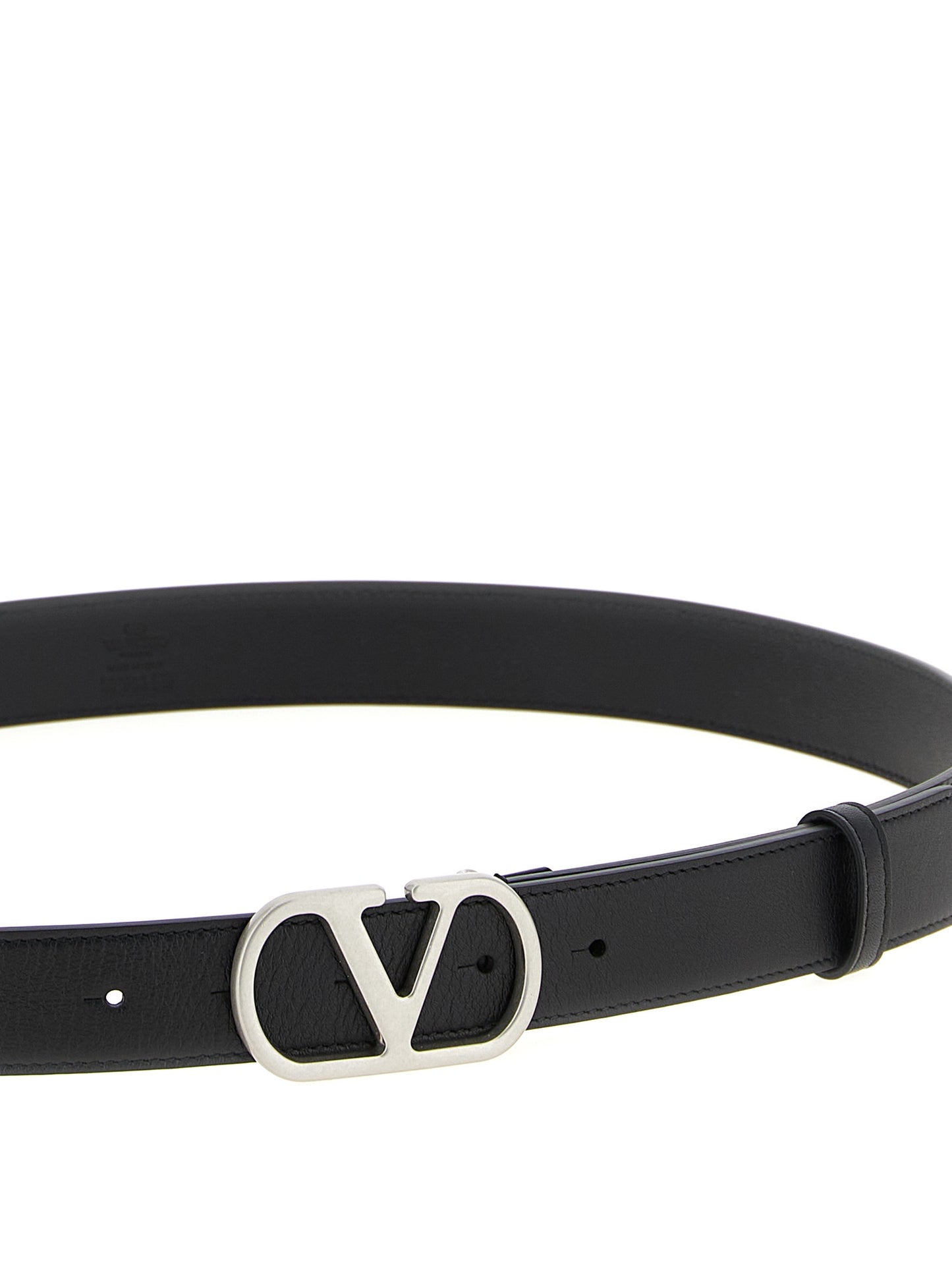Belt by Valentino Garavani for men in calfskin leather black & signature features a bohemian chic silhouette, showcasing the bohemian chic Essence V Logo Calfskin Leather Belt design with a sophisticated bohemian chic finish.