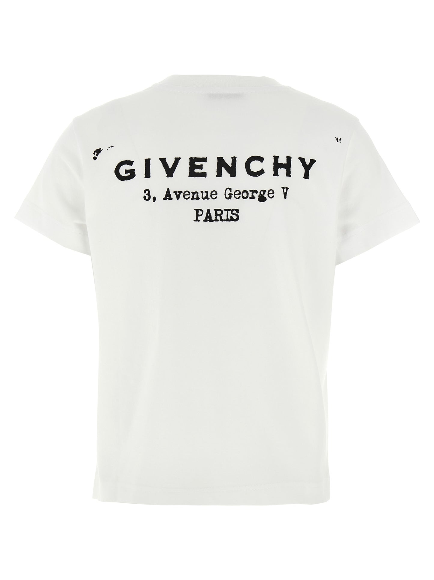 T-Shirt by Givenchy for women in cotton bicolour, black, white & print showcases a dramatic silhouette, elegantly detailed with a dramatic crew neckline and for a truly dramatic finish.