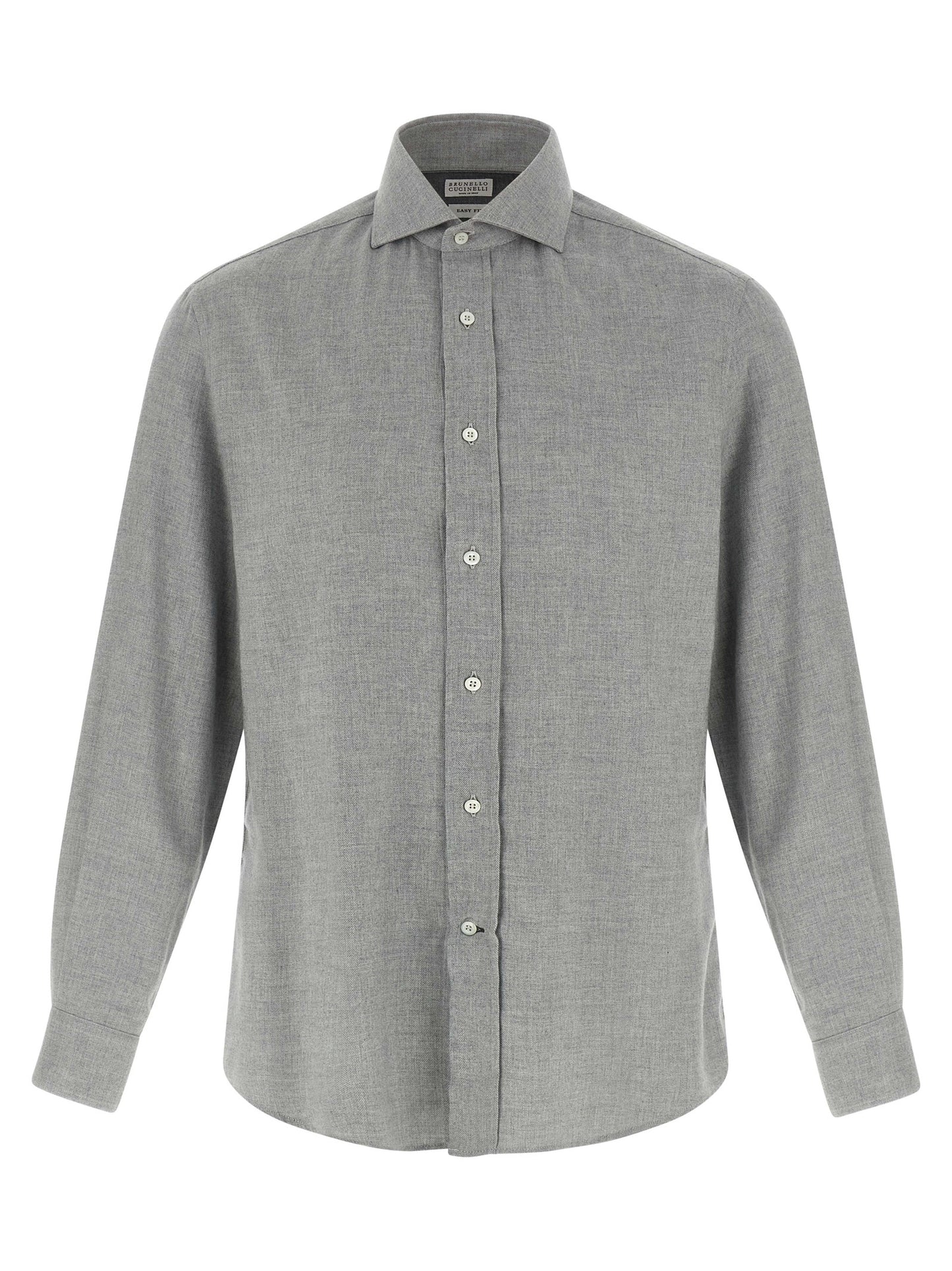 Shirt by Brunello Cucinelli for men in lyocell & cotton gray, featuring a nuanced and nuanced for a sophisticated finish.