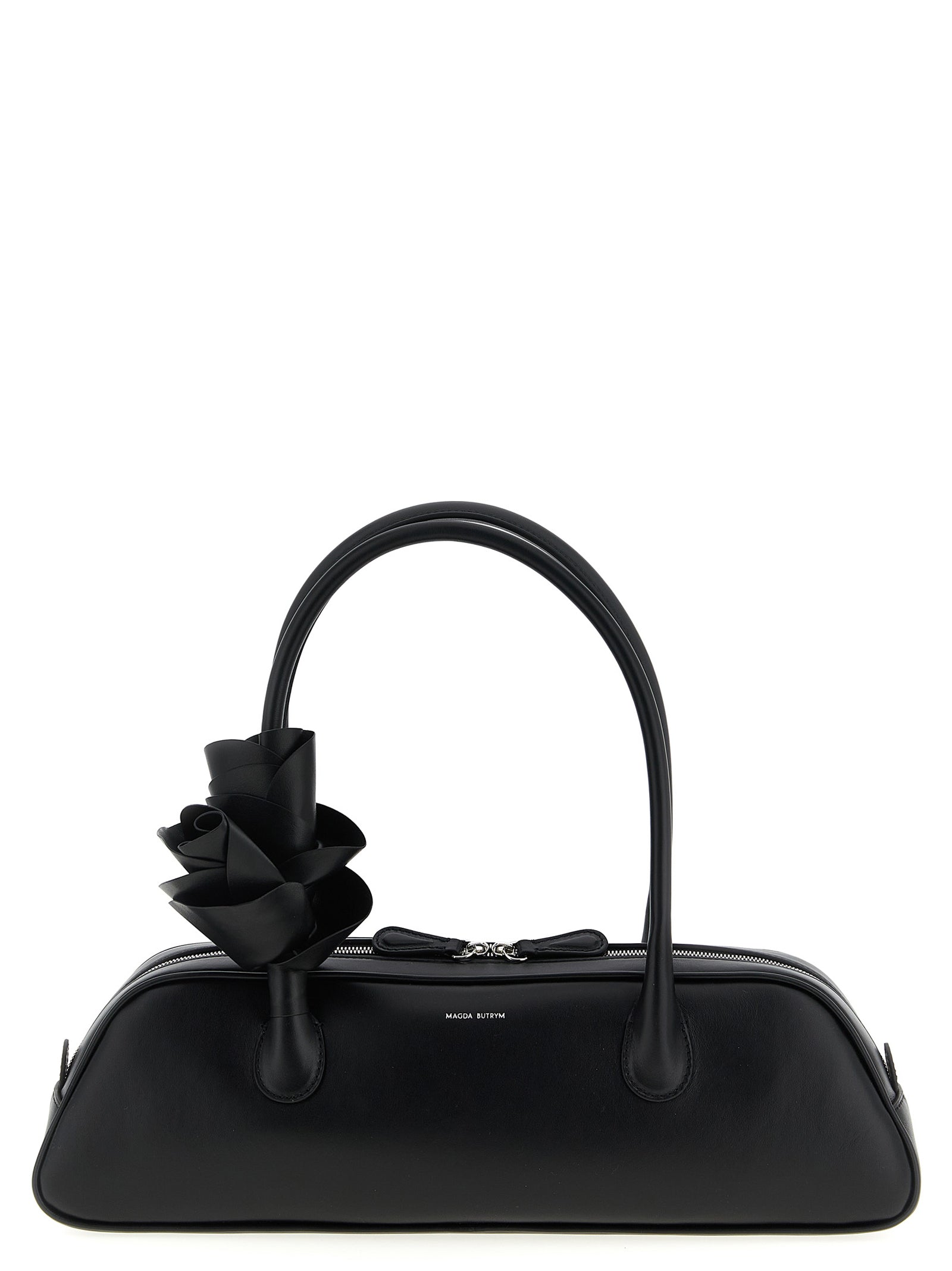 Shoulder Bag by Magda Butrym for women in calfskin leather black, rose & floral features an effortlessly chic silhouette with a secure zipper, ample , and versatile shoulder-strap & handle for effortlessly chic everyday luxury.