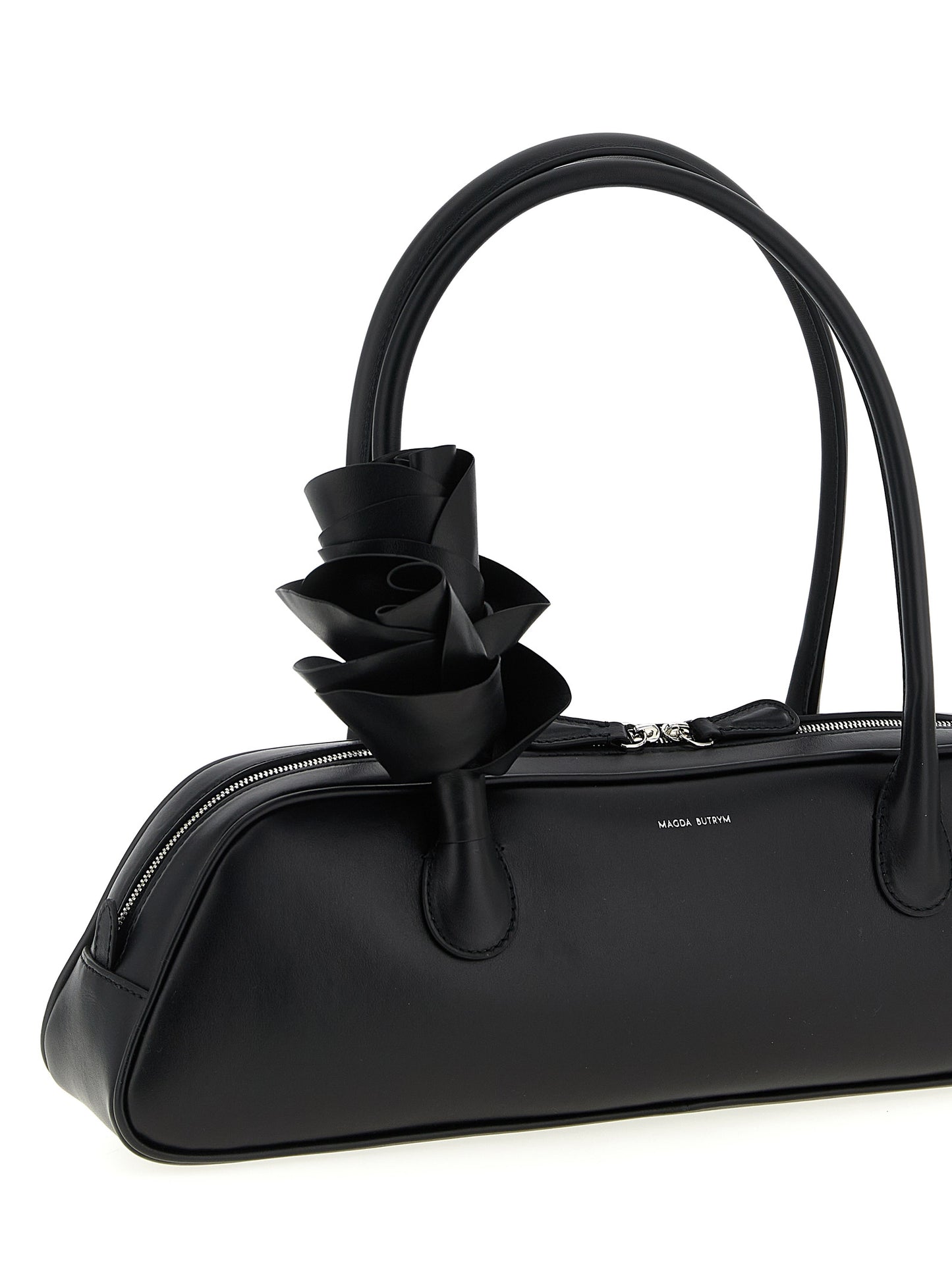 Shoulder Bag by Magda Butrym for women in calfskin leather black, rose & floral features a effortless sophistication silhouette, secured by a zipper with ample and versatile shoulder-strap & handle for a effortless sophistication finish.