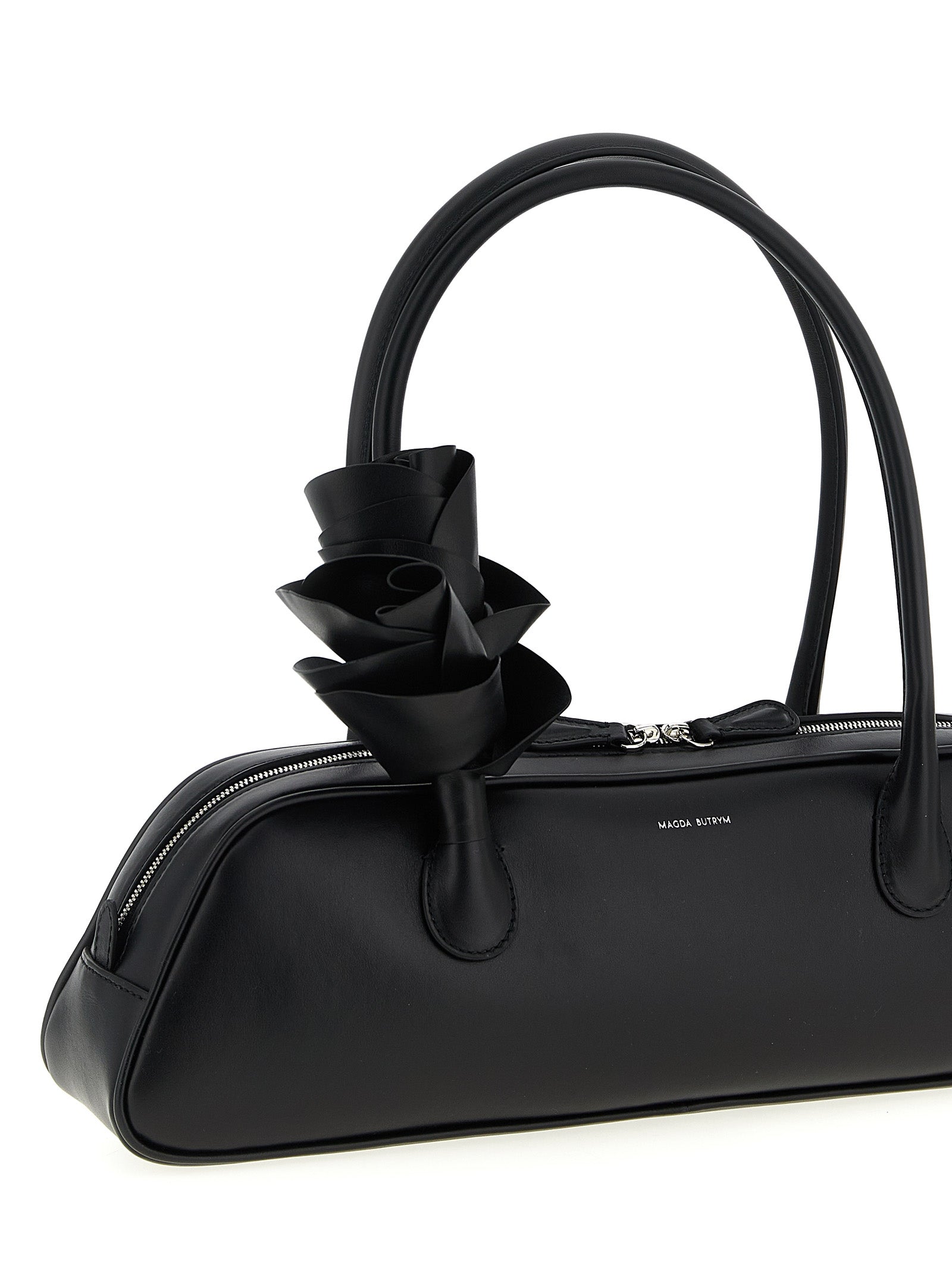 Shoulder Bag by Magda Butrym for women in calfskin leather black, rose & floral features a effortless sophistication silhouette, secured by a zipper with ample and versatile shoulder-strap & handle for a effortless sophistication finish.