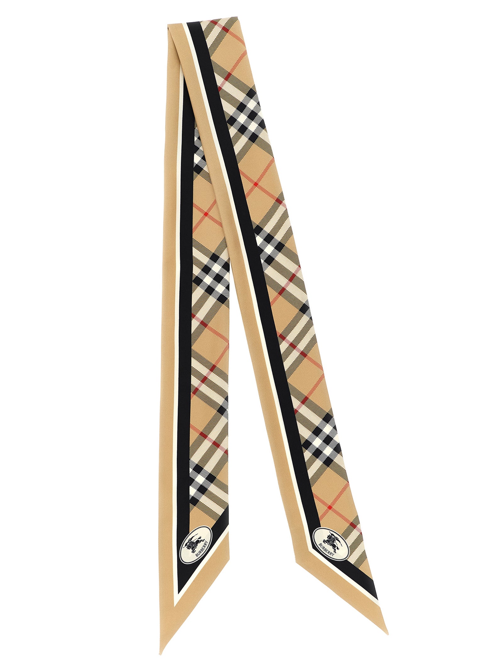 Scarf by Burberry for women in silk satin beige showcases a on trend silhouette, artfully capturing the on trend essence of the Silk Satin Foulard Scarf design with a sophisticated finish.