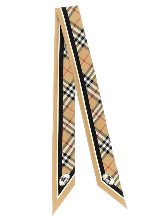 Scarf by Burberry for women in silk satin beige showcases a on trend silhouette, artfully capturing the on trend essence of the Silk Satin Foulard Scarf design with a sophisticated finish.