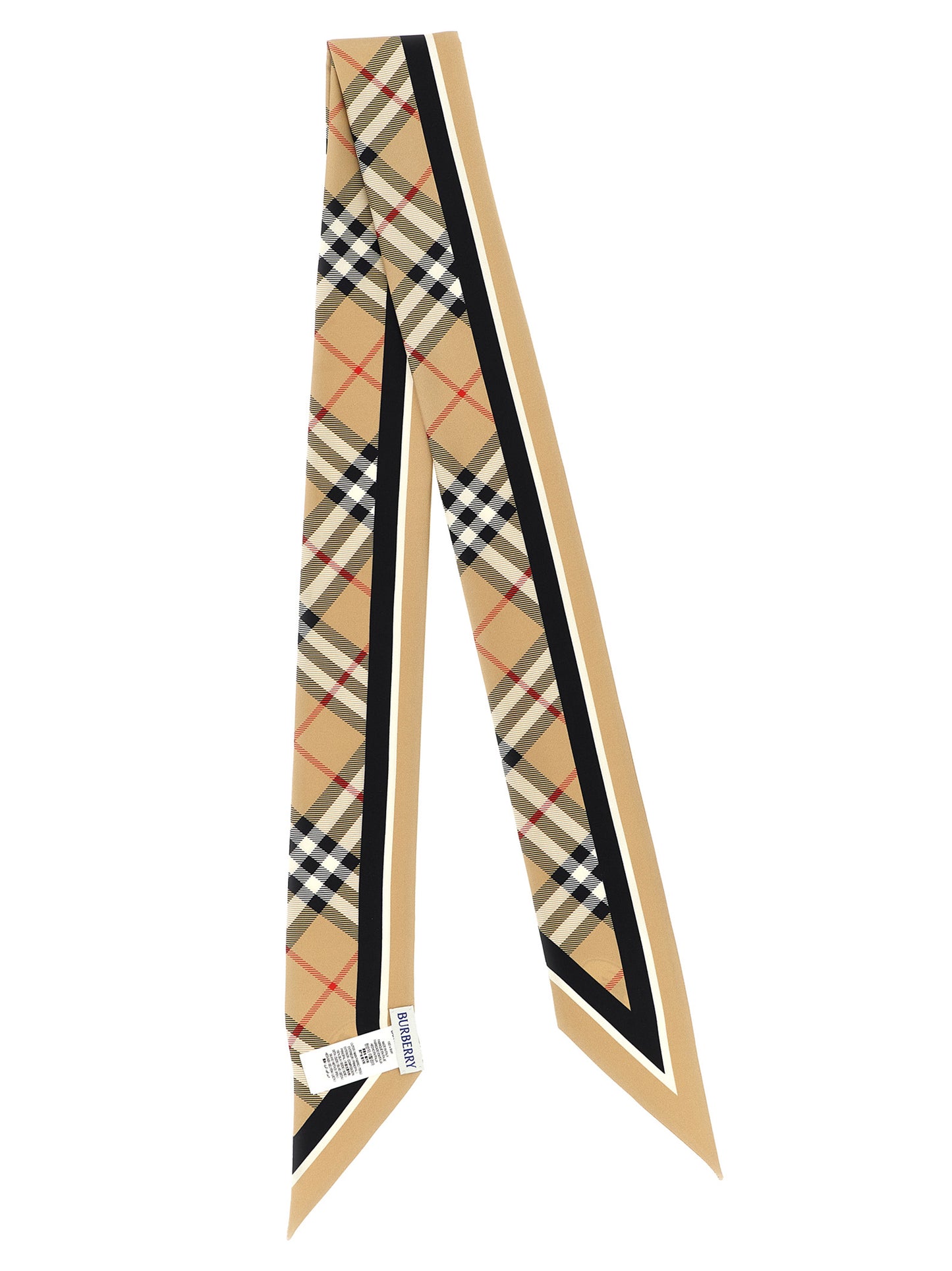 Scarf by Burberry for women in silk satin beige showcases a eye catching silhouette, artfully capturing the essence of the eye catching Silk Satin Foulard Scarf design for a sophisticated look.