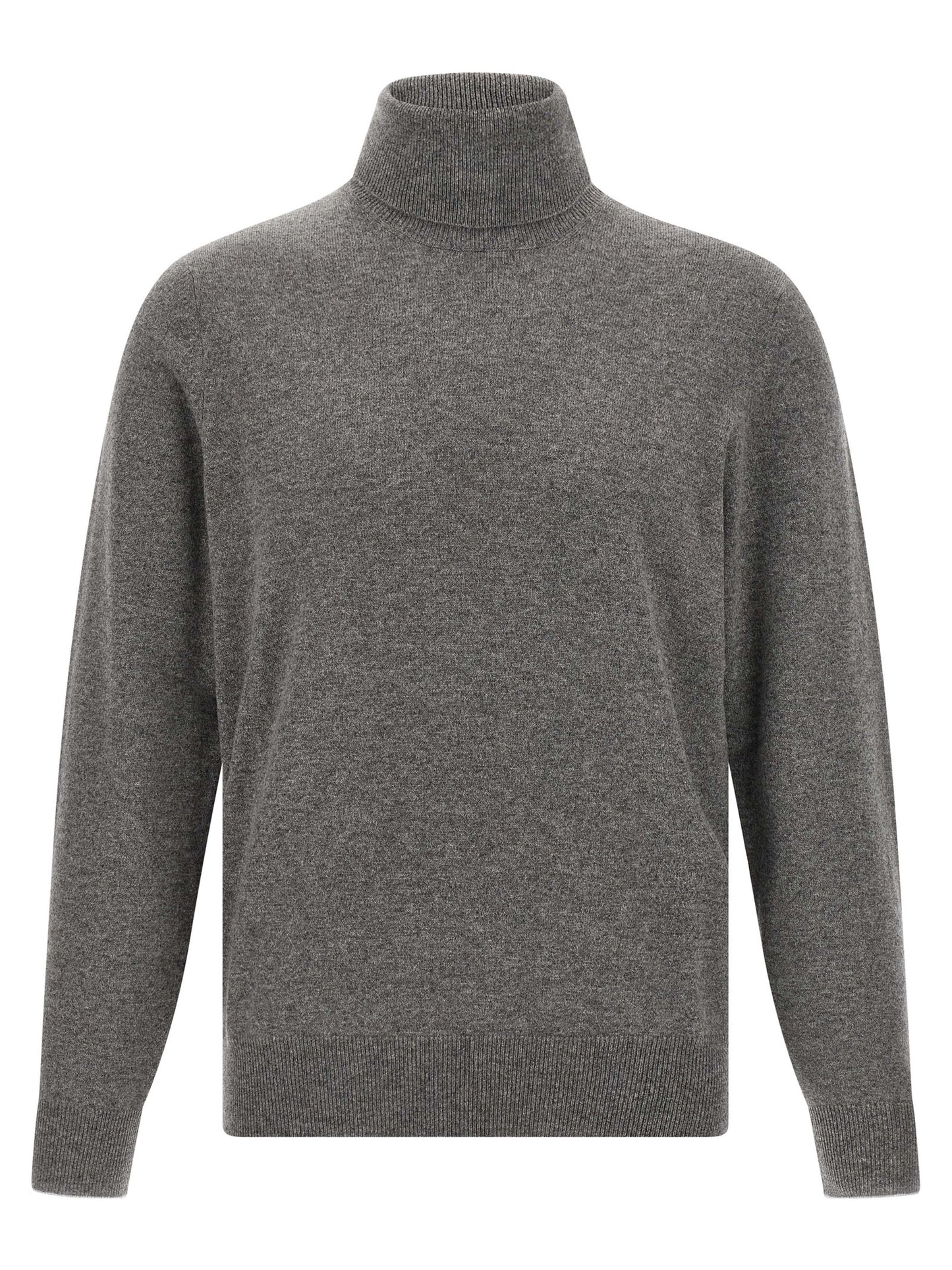 Cardigan by Brunello Cucinelli for men in plush cashmere gray features an crisp silhouette, showcasing a sophisticated turtle neckline and detail for a truly crisp finish.