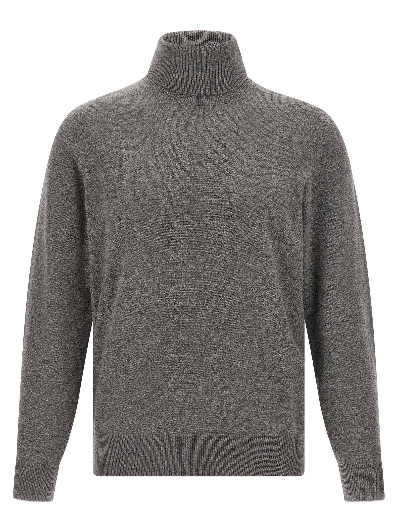 Cardigan by Brunello Cucinelli for men in plush cashmere gray features an crisp silhouette, showcasing a sophisticated turtle neckline and detail for a truly crisp finish.