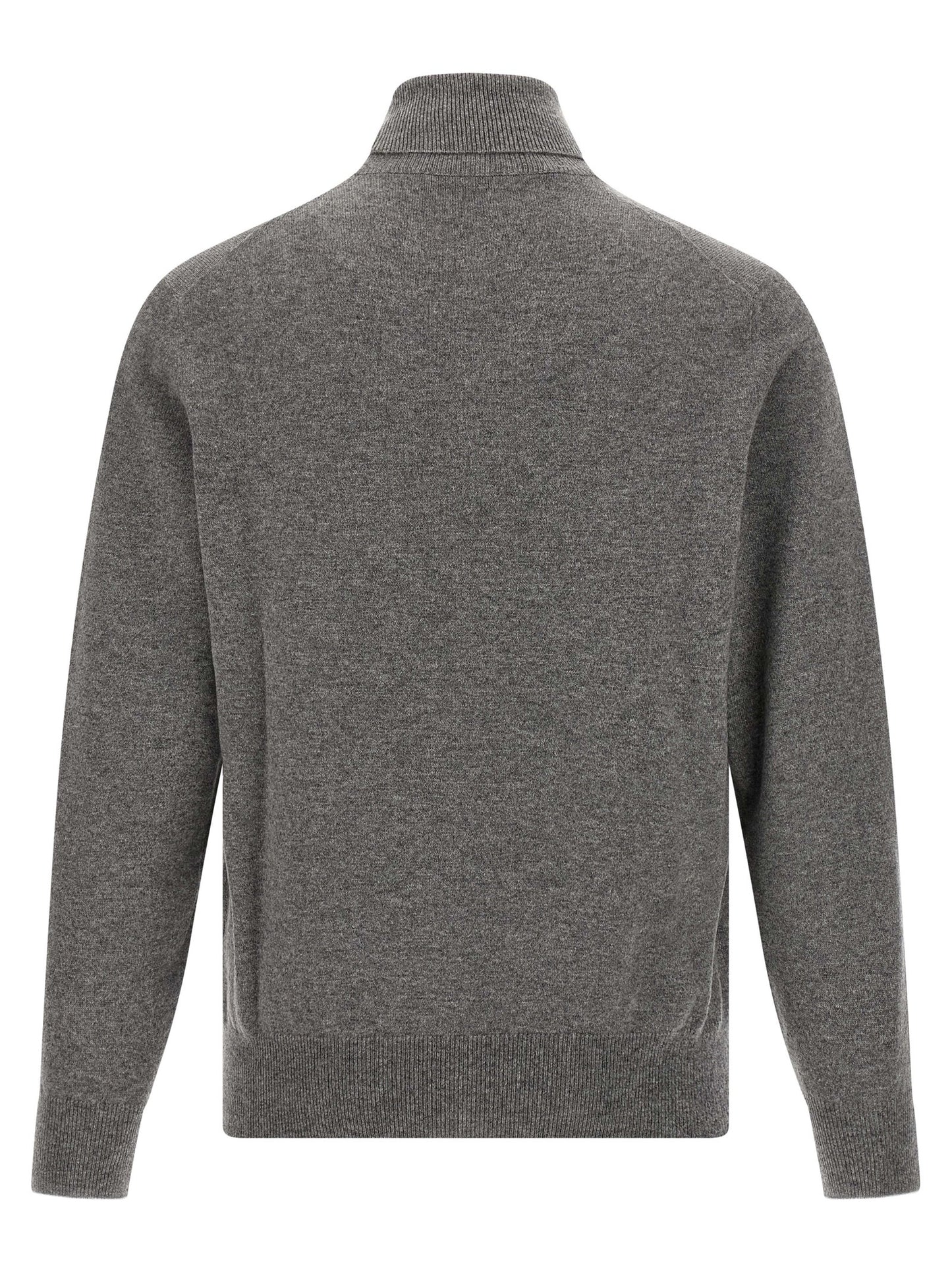Cardigan by Brunello Cucinelli for men in plush cashmere gray features an crisp silhouette, showcasing a sophisticated turtle neckline and detail for a truly crisp finish.