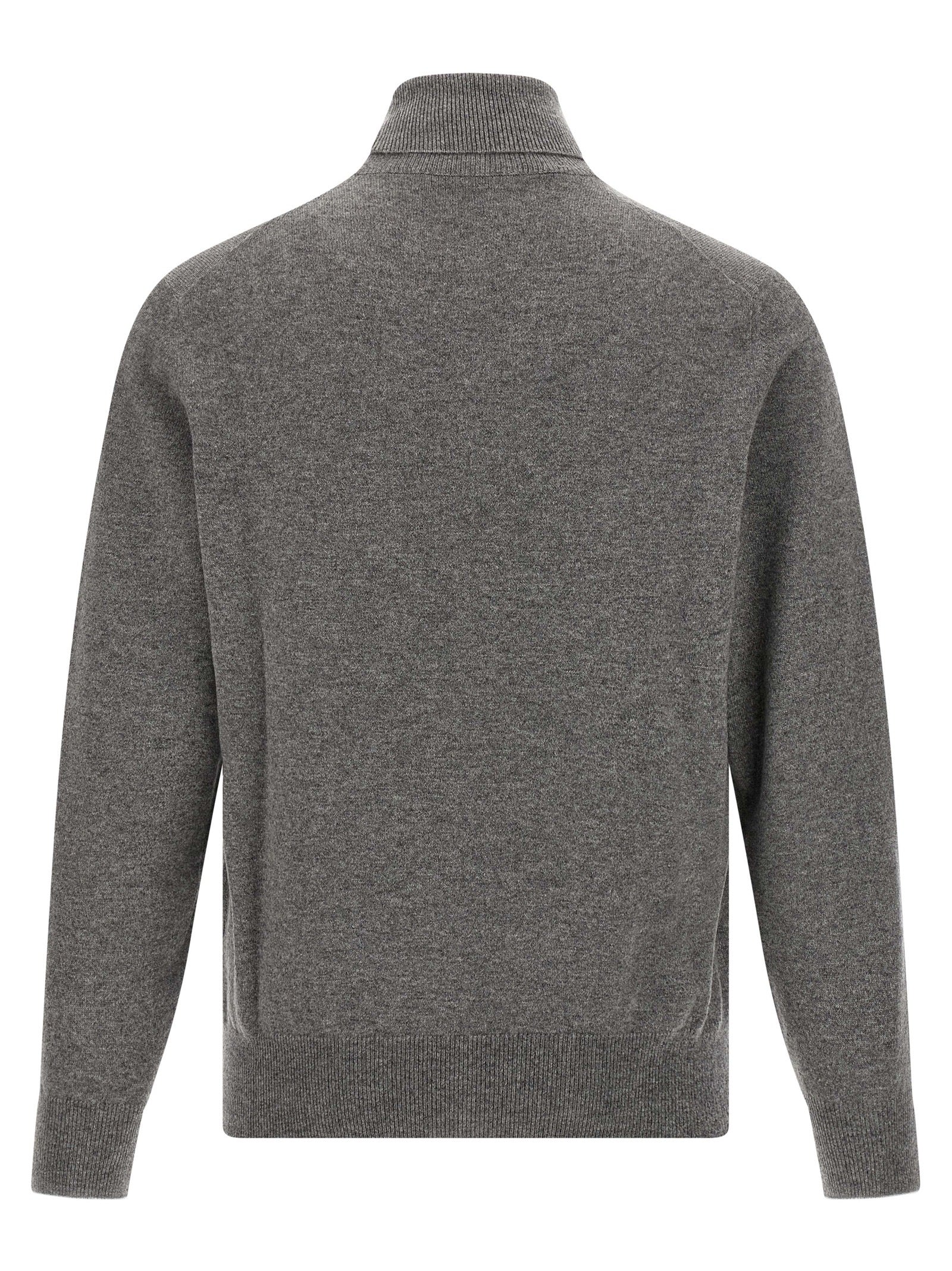 Cardigan by Brunello Cucinelli for men in plush cashmere gray features an crisp silhouette, showcasing a sophisticated turtle neckline and detail for a truly crisp finish.