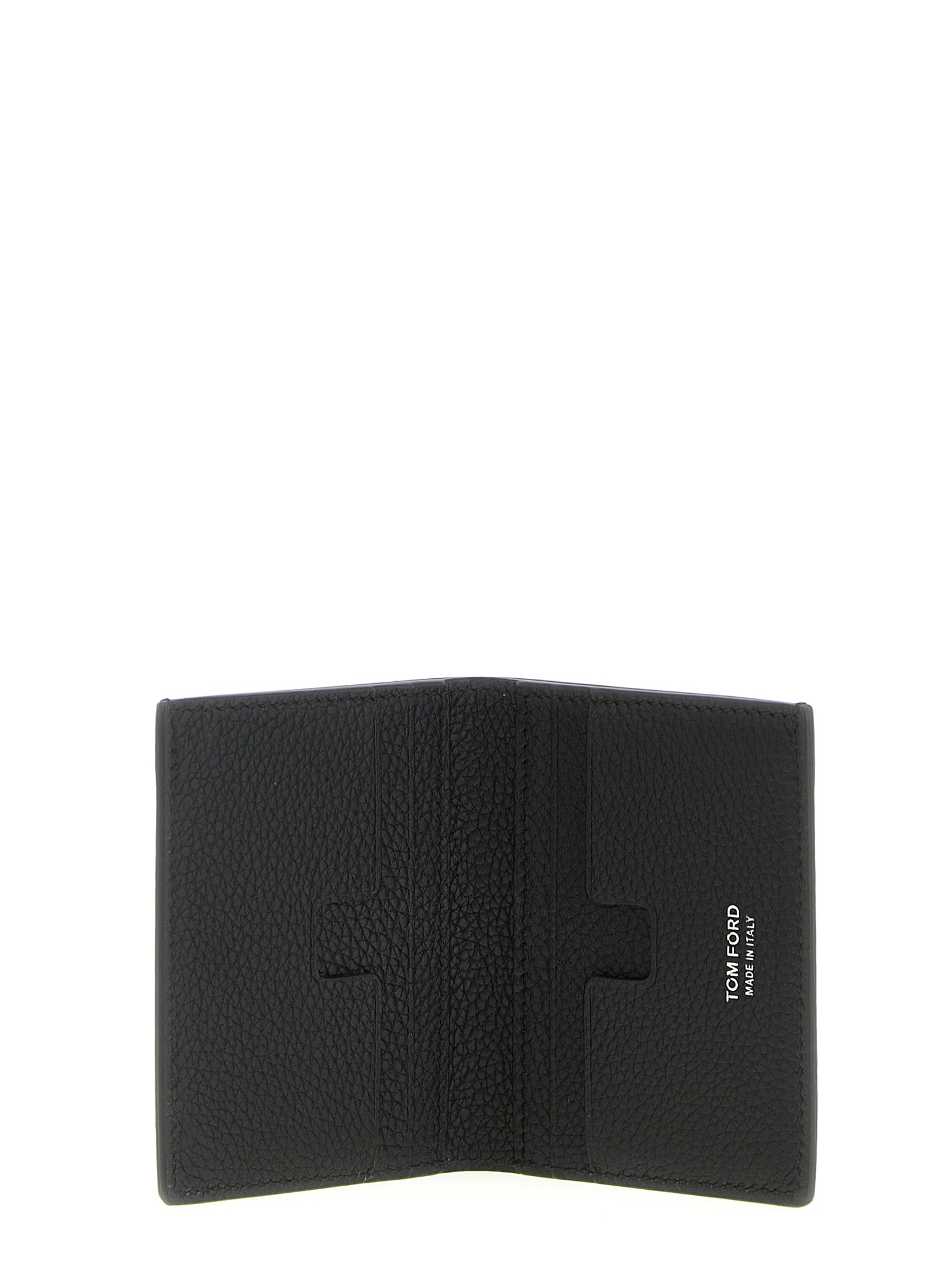 Cardholder Card Case by Tom Ford for men in bos taurus calf suede leather black, silver & print features a sleek silhouette, showcasing the sleek design of the Bos Taurus Calf Suede Leather Cardholder Card Case with functional card-organization compact-design for a premium look.