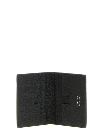 Cardholder Card Case by Tom Ford for men in bos taurus calf suede leather black, silver & print features a sleek silhouette, showcasing the sleek design of the Bos Taurus Calf Suede Leather Cardholder Card Case with functional card-organization compact-design for a premium look.