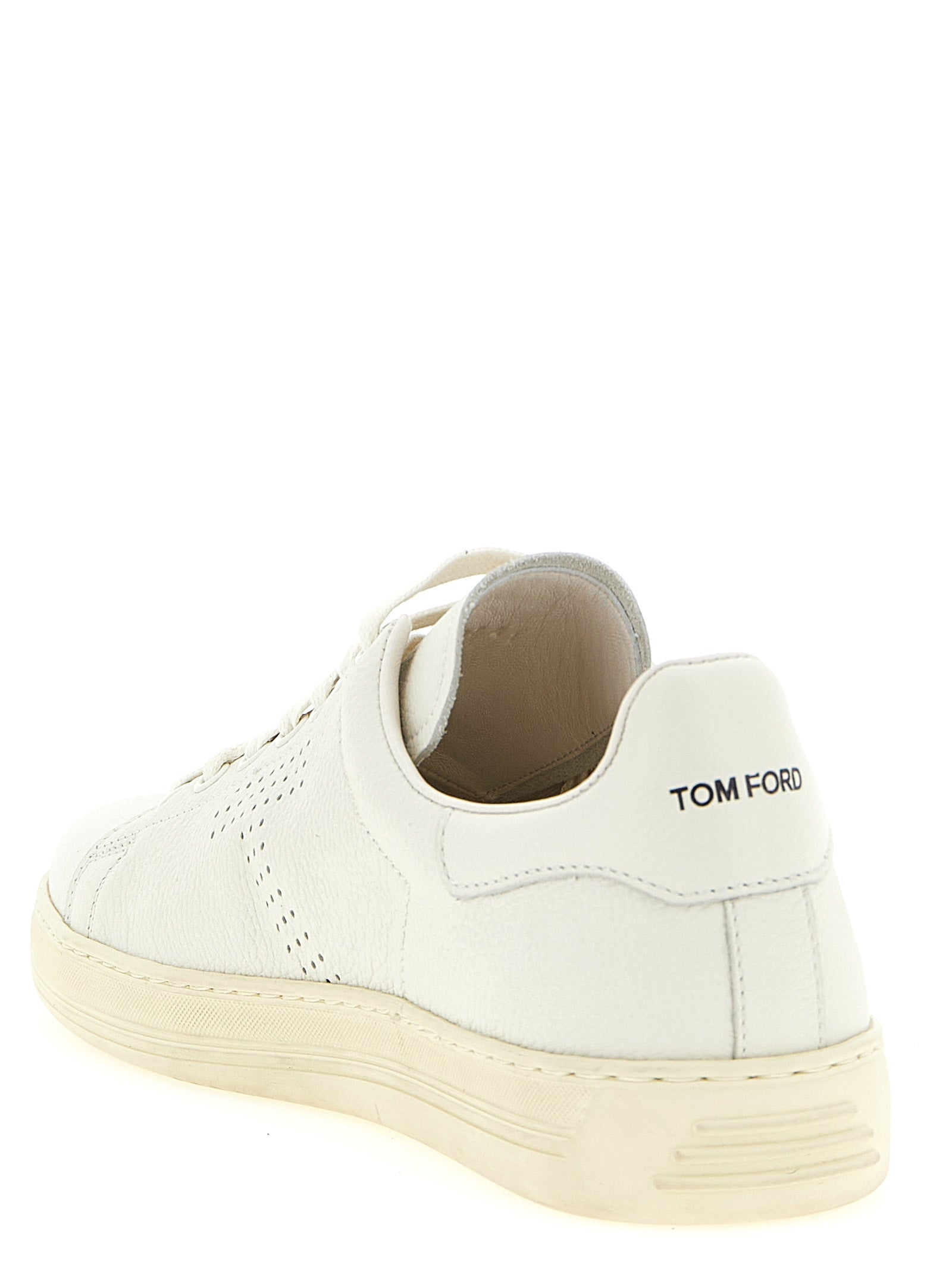 Sneakers by Tom Ford for men in leather & brass white features an versatile design from the Men's Low Top Leather & Brass Sneakers collection, highlighting a versatile low-top style for a premium, high-fashion look.