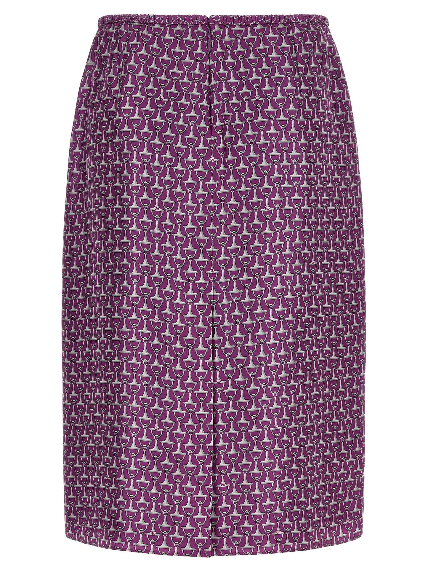 Skirt by Gucci for women in silk purple & print features an tailored silhouette, artfully capturing the essence of Women's Sheath Silk Skirt in a sophisticated midi.