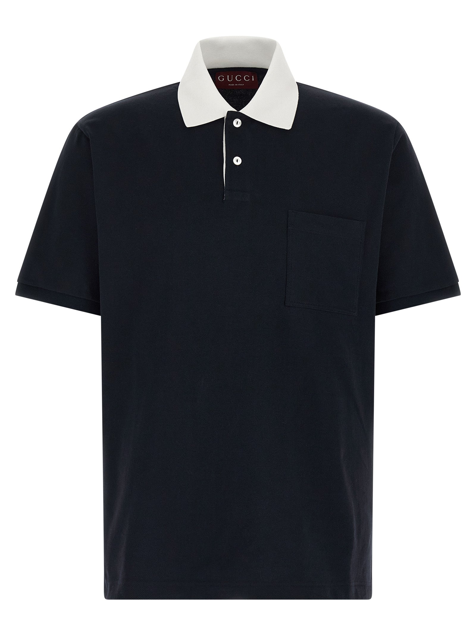 Polo Shirt by Gucci for men in stretch cotton blue features a eye catching silhouette, showcasing a refined and short-sleeve for a eye catching finish.