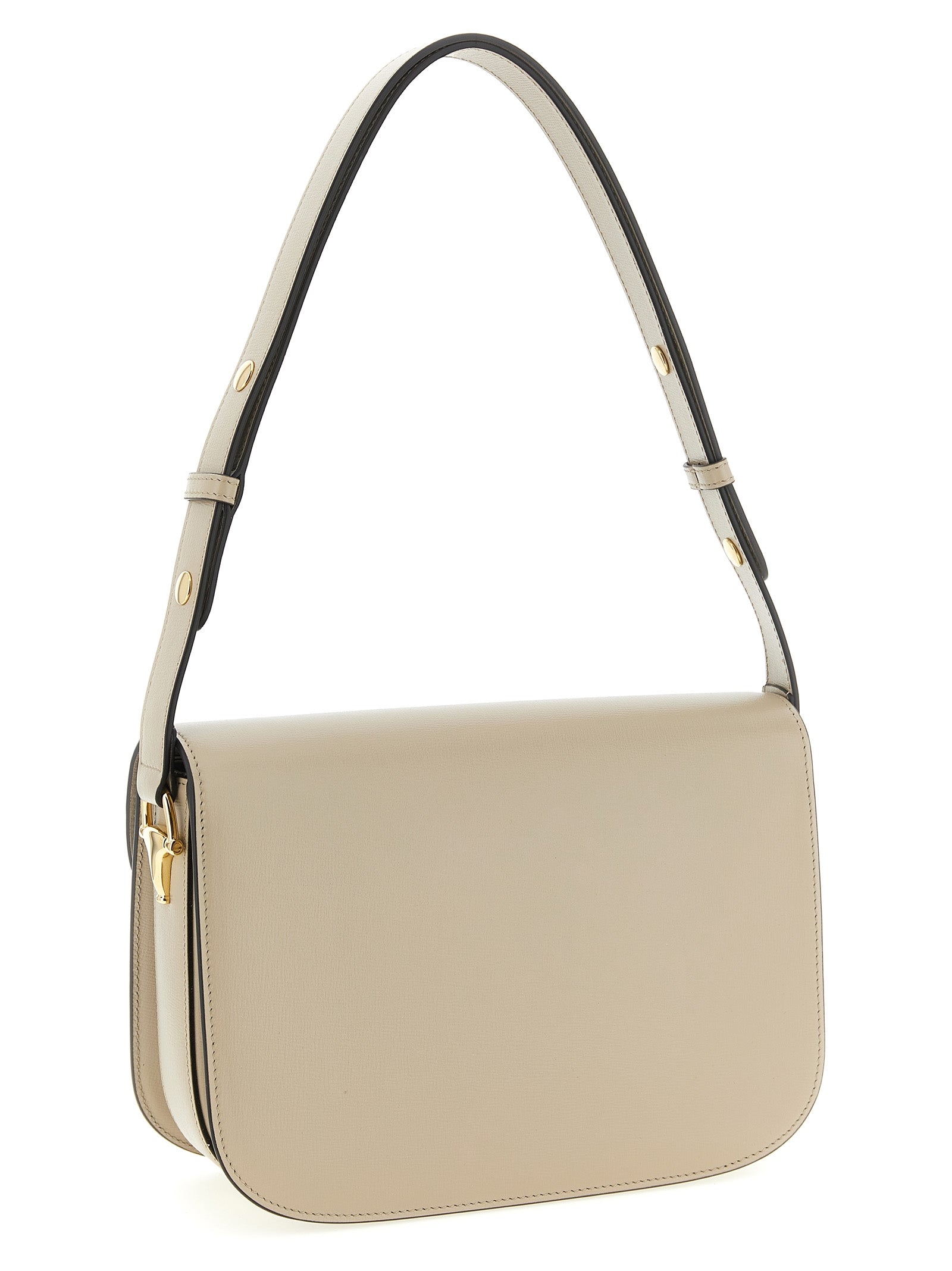 Medium Shoulder Flap Bag by Gucci for women in calfskin leather beige & signature features a effortless chic silhouette with a secure flap, ample , and versatile shoulder-strap & adjustable-strap for a effortless chic finish.