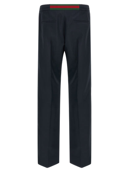 Casual Pants by Gucci for men in polyester blue features an sophisticated and straight-leg with a precise long, creating a sophisticated and sophisticated silhouette.