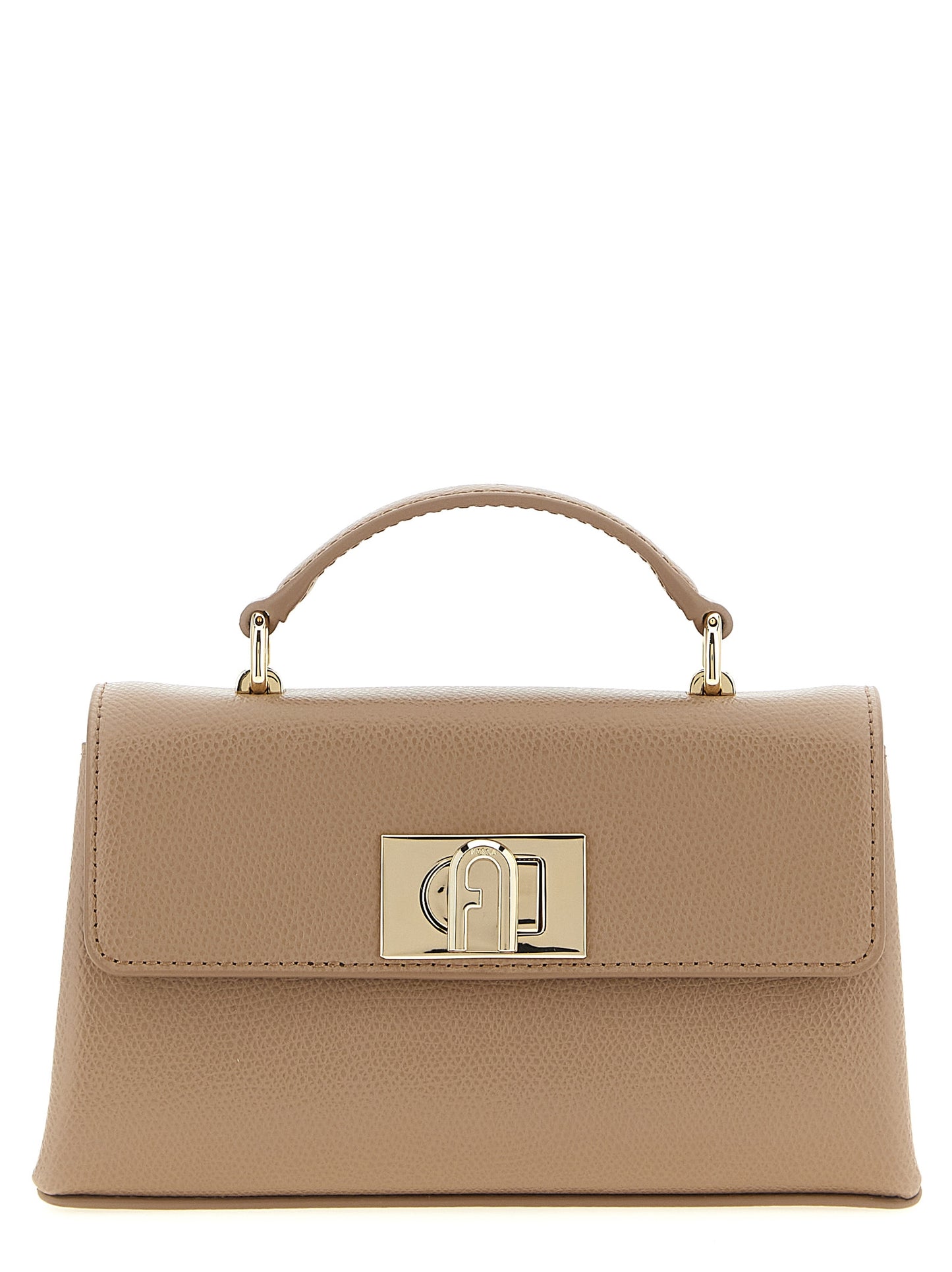 Furla 1927 Calfskin Leather Mini Crossbody Flap Handbag - Beige