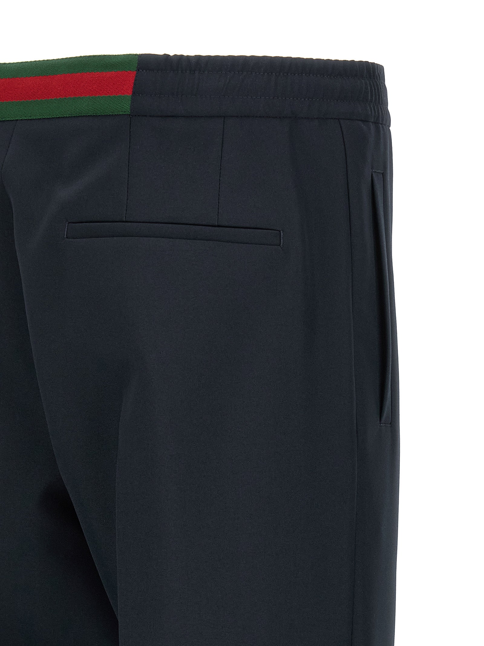 Casual Pants by Gucci for men in polyester blue presents a tailored silhouette, showcasing a tailored straight-leg and long cut with a refined for a truly tailored aesthetic.