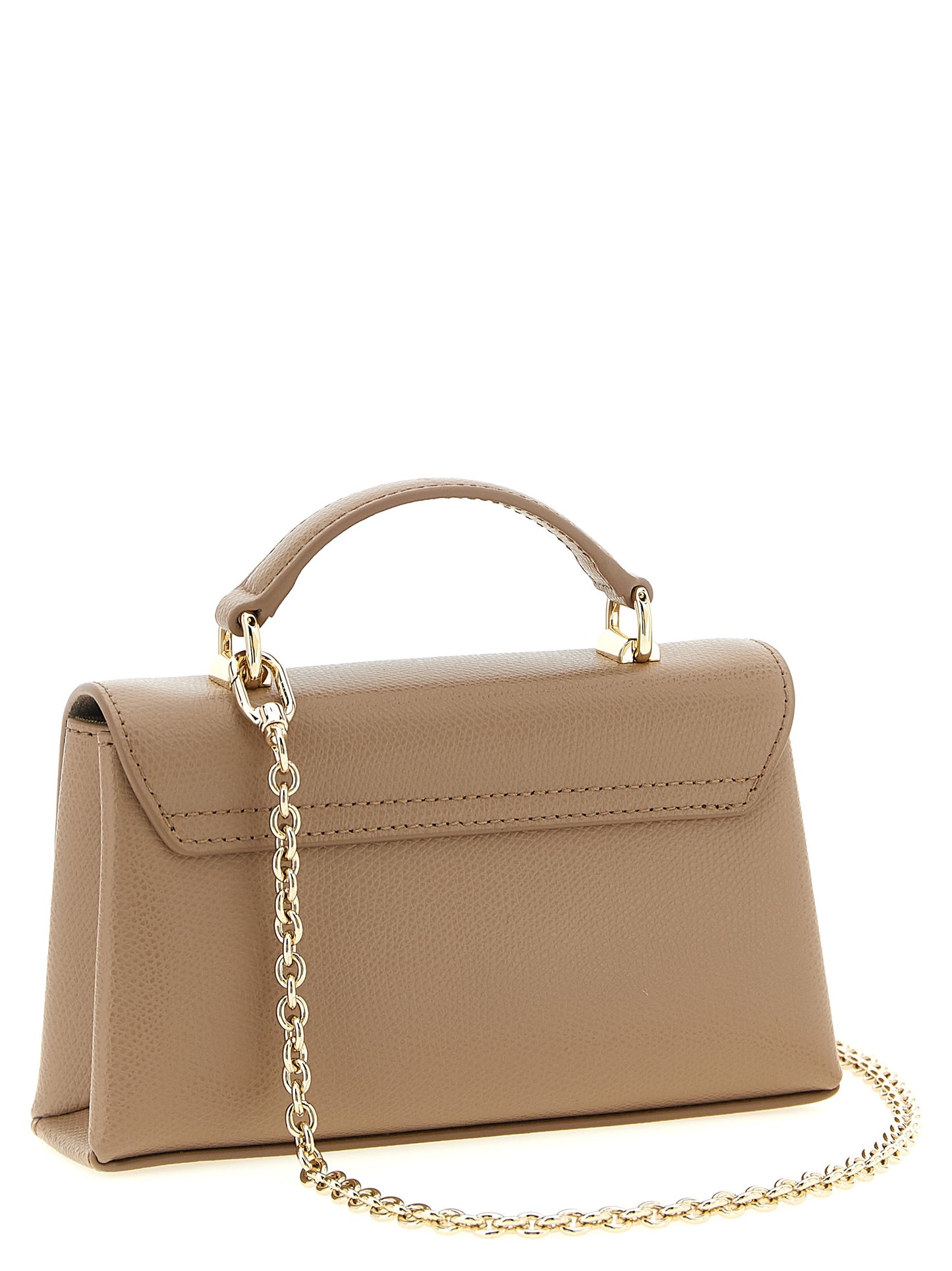 Furla 1927 Calfskin Leather Mini Crossbody Flap Handbag - Beige