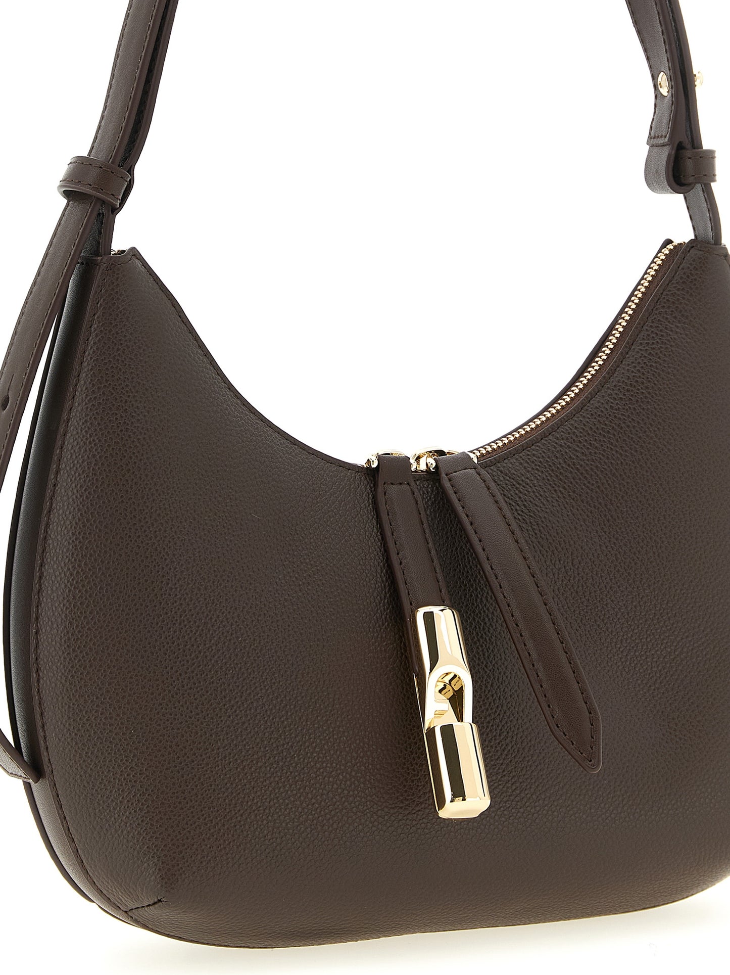 Shoulder Bag by Furla for women in calfskin leather brown presents a versatile silhouette, showcasing a secure zipper and versatile with versatile shoulder-strap, adjustable-strap & handle for a sophisticated look.