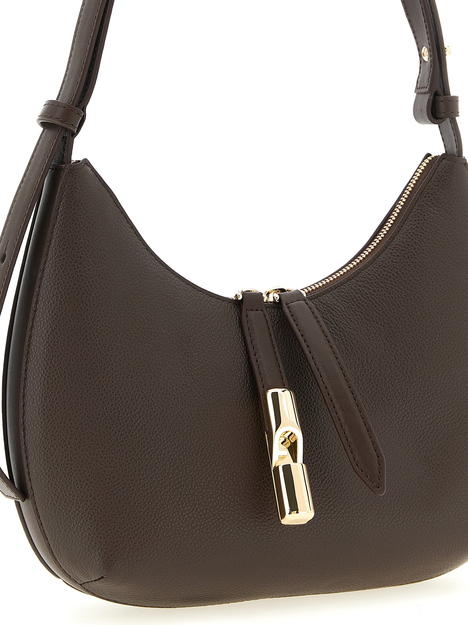 Shoulder Bag by Furla for women in calfskin leather brown presents a versatile silhouette, showcasing a secure zipper and versatile with versatile shoulder-strap, adjustable-strap & handle for a sophisticated look.