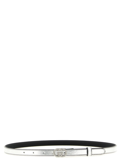 Belt by Gucci for women in bos taurus nappa calfskin leather silver features an artisanal silhouette, showcasing the artisanal craftsmanship of the Aren Gg Bos Taurus Nappa Calfskin Leather Belt collection for a artisanal finish.