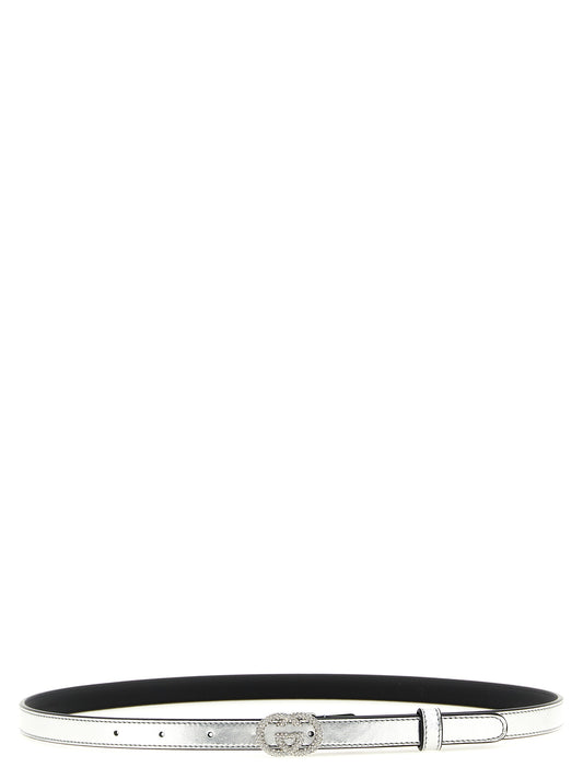 Belt by Gucci for women in bos taurus nappa calfskin leather silver features an artisanal silhouette, showcasing the artisanal craftsmanship of the Aren Gg Bos Taurus Nappa Calfskin Leather Belt collection for a artisanal finish.