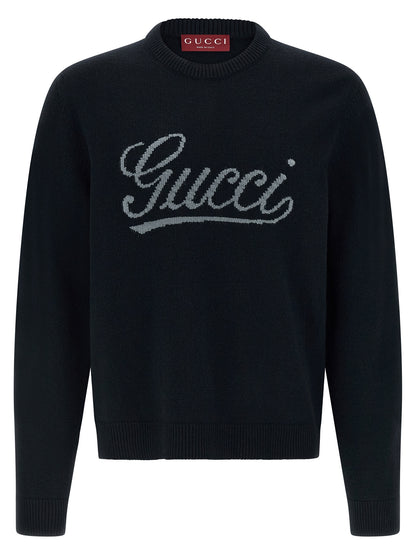 Gucci Men's Relaxed Fit Crew Neck Wool Cardigan - Blue