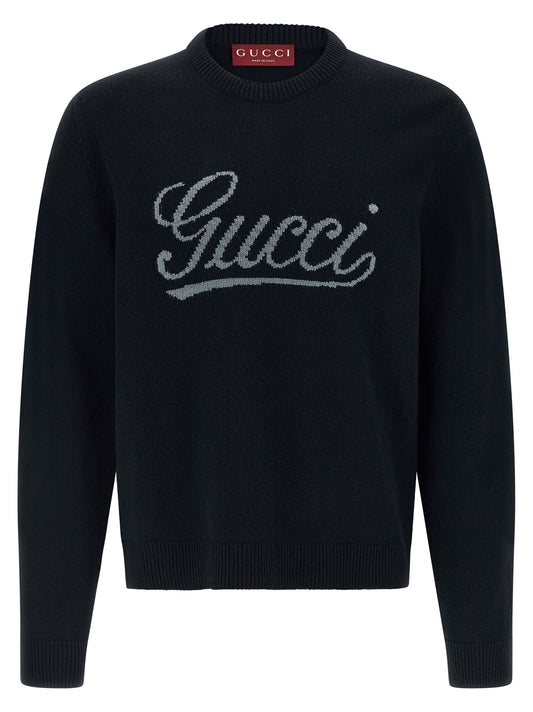 Gucci Men's Relaxed Fit Crew Neck Wool Cardigan - Blue
