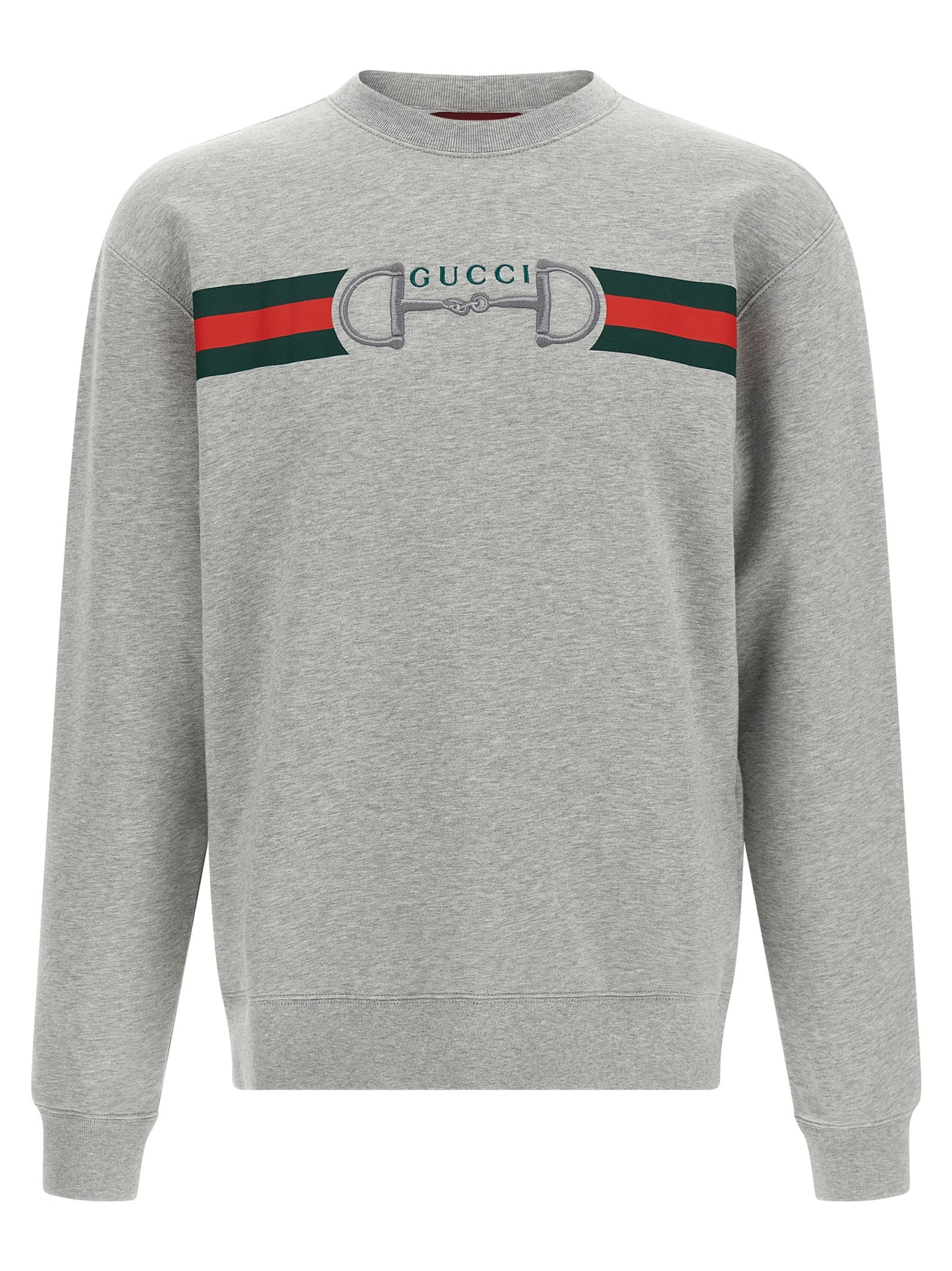 Sweatshirt by Gucci for men in cotton gray, signature & print features an enviable silhouette, showcasing a premium long-sleeve and refined crew neckline for a truly enviable finish.