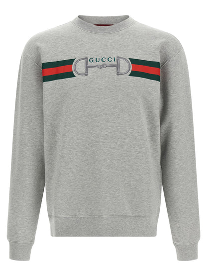 Sweatshirt by Gucci for men in cotton gray, signature & print features an enviable silhouette, showcasing a premium long-sleeve and refined crew neckline for a truly enviable finish.