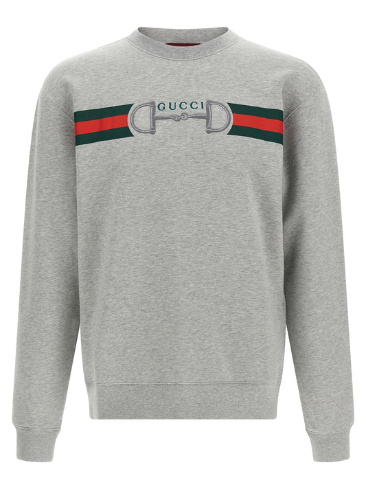 Sweatshirt by Gucci for men in cotton gray, signature & print features an enviable silhouette, showcasing a premium long-sleeve and refined crew neckline for a truly enviable finish.