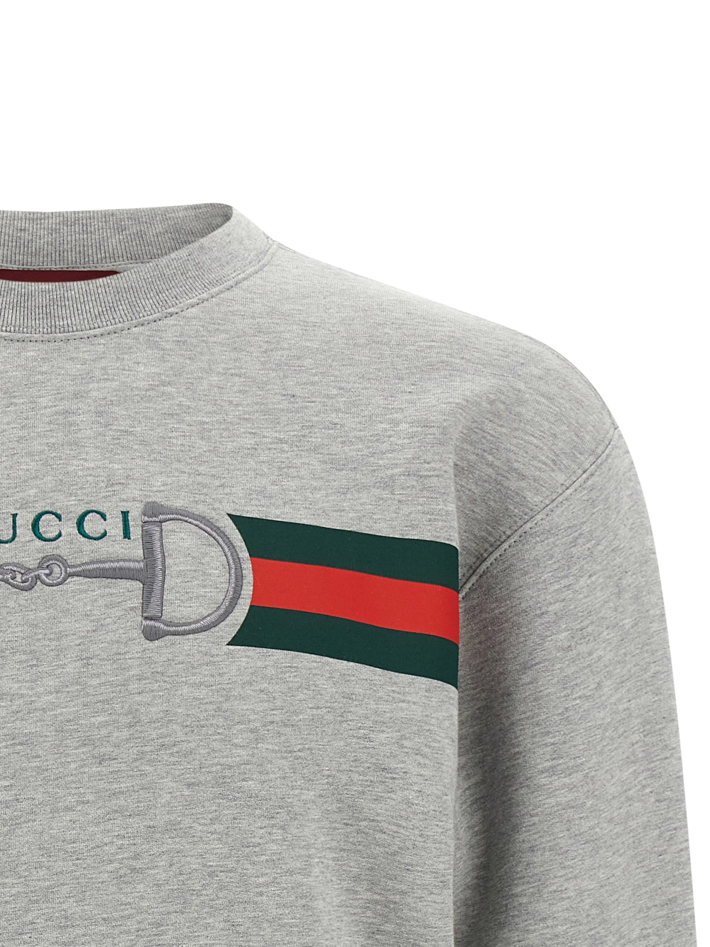 Sweatshirt by Gucci for men in cotton gray, signature & print showcases a slouchy chic silhouette, artfully detailed with a slouchy chic crew neckline and for a slouchy chic finish.