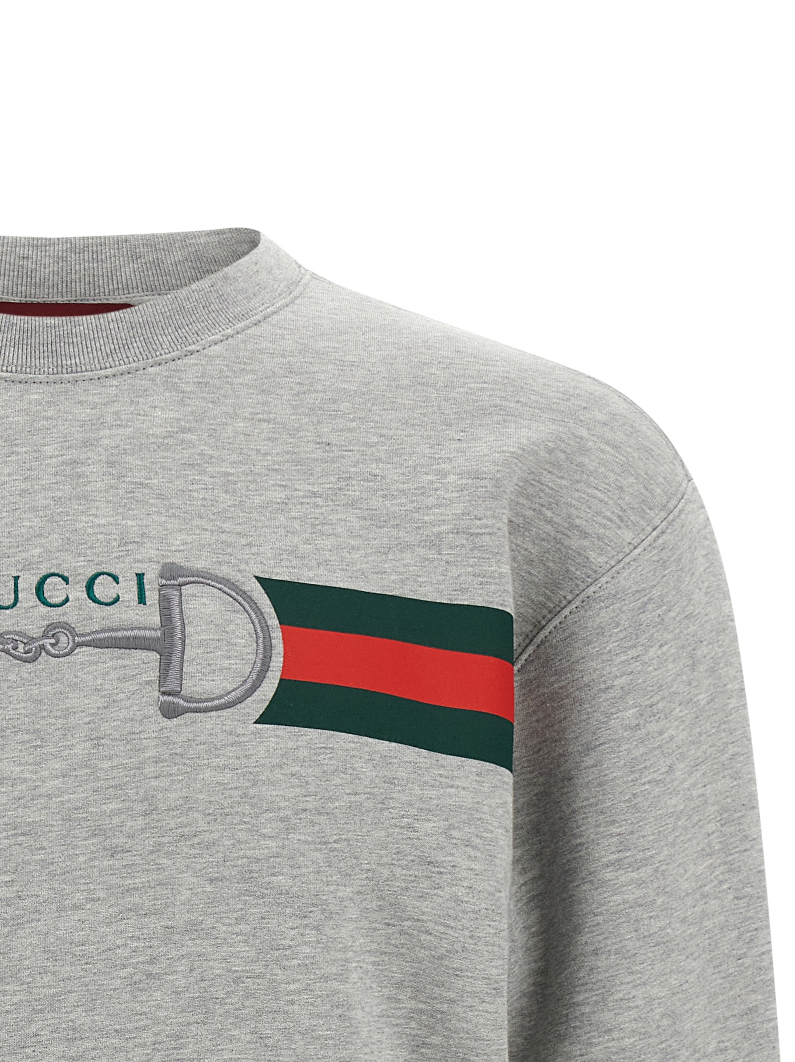 Sweatshirt by Gucci for men in cotton gray, signature & print showcases a slouchy chic silhouette, artfully detailed with a slouchy chic crew neckline and for a slouchy chic finish.