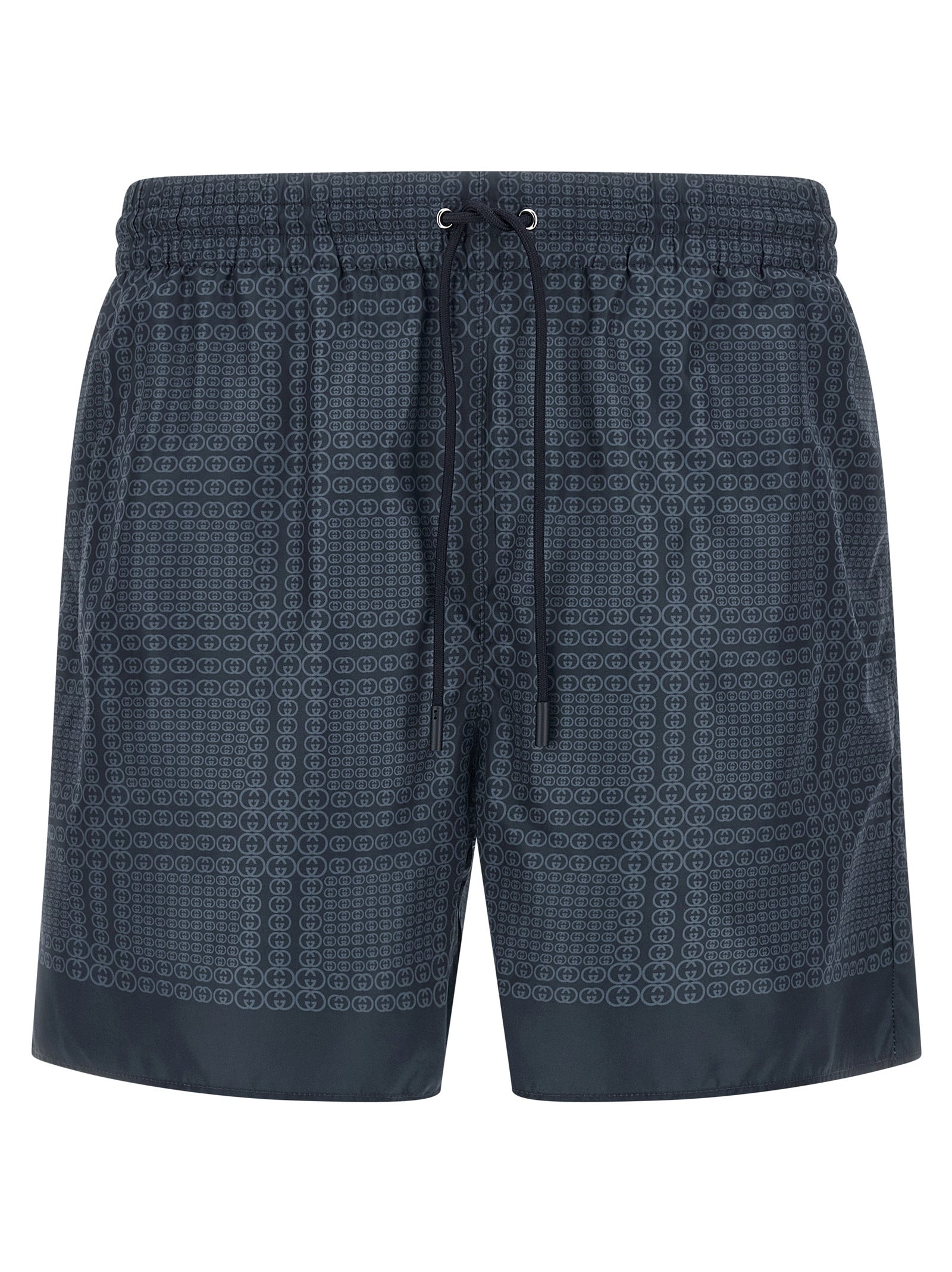 Swim Shorts from Gucci for men in polyester & mesh blue & print features an sleek silhouette, showcasing the distinct style of the Gg Men's Polyester & Mesh Swim Shorts collection.