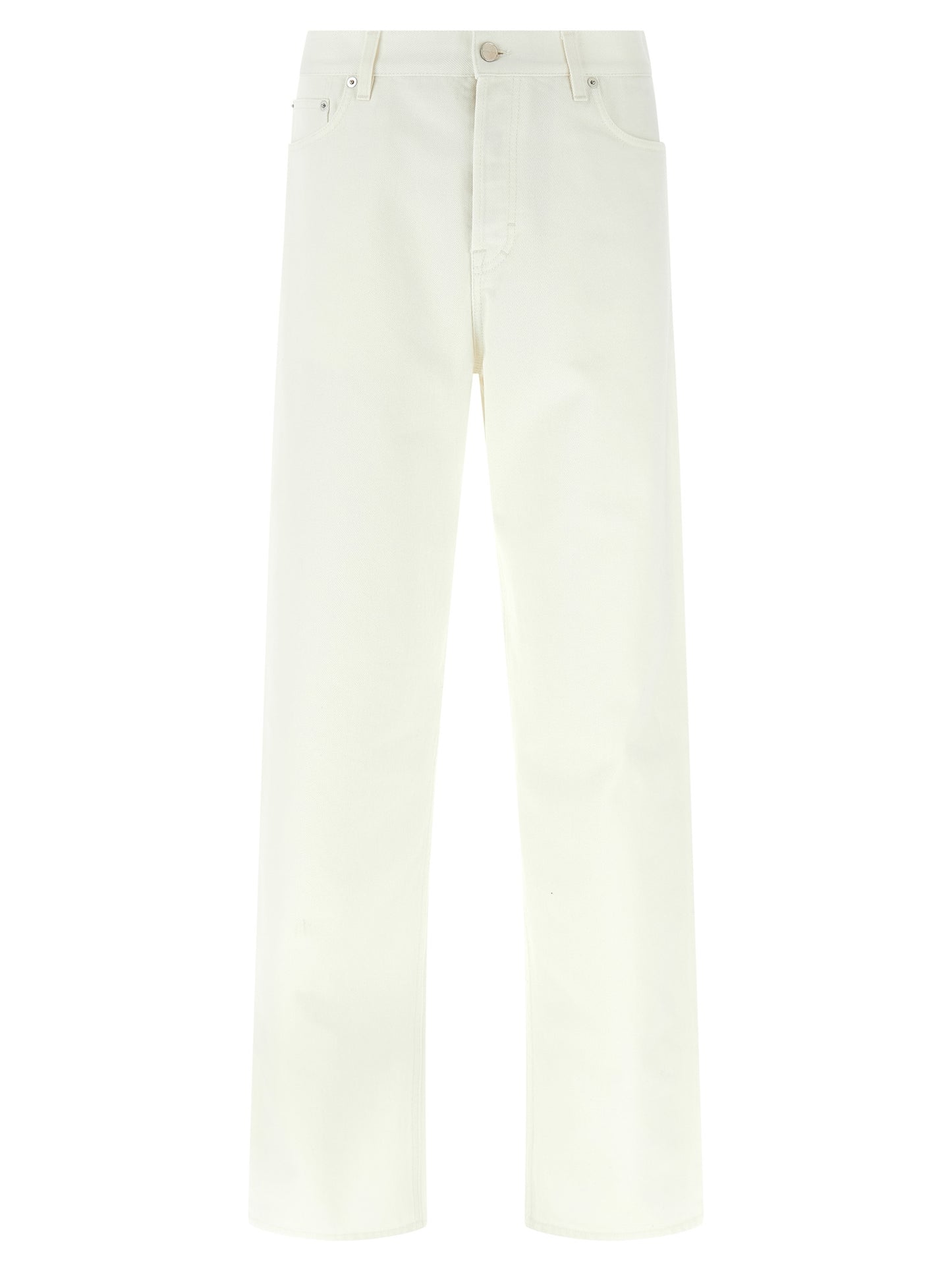 Jeans by Gucci for men in denim cotton canvas white features an refined tailoring silhouette, showcasing a premium straight-leg & wide with a mid rise and long cut for a refined tailoring look.