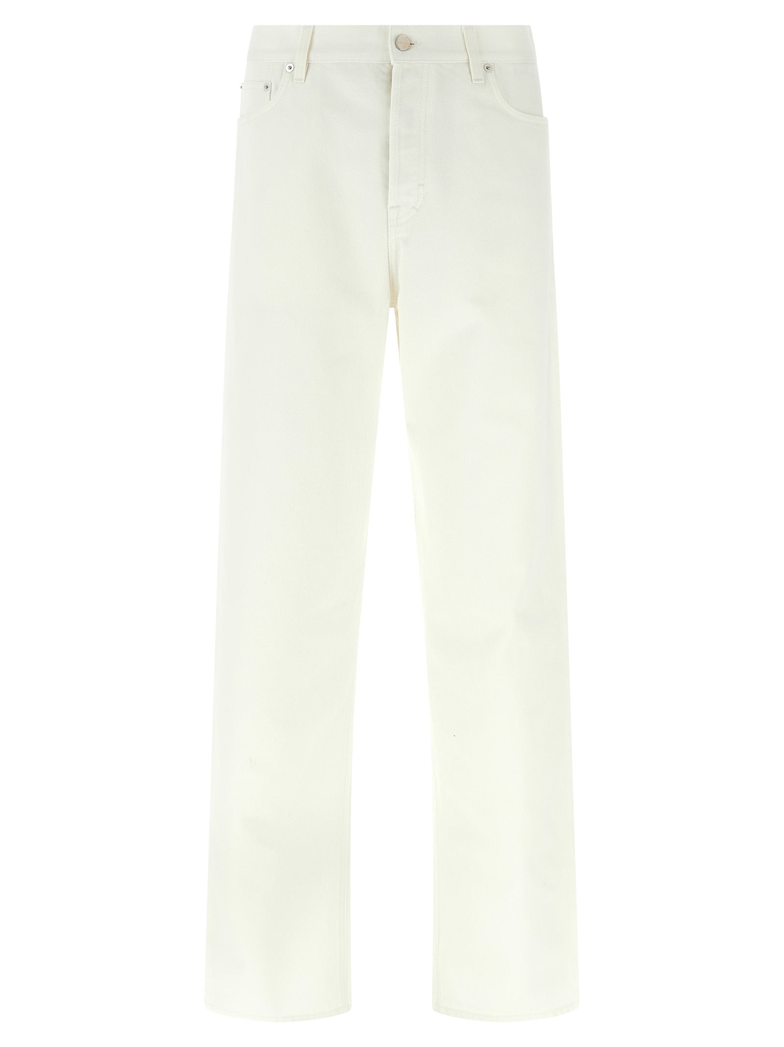 Jeans by Gucci for men in denim cotton canvas white features an refined tailoring silhouette, showcasing a premium straight-leg & wide with a mid rise and long cut for a refined tailoring look.