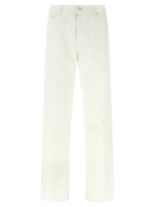 Jeans by Gucci for men in denim cotton canvas white features an refined tailoring silhouette, showcasing a premium straight-leg & wide with a mid rise and long cut for a refined tailoring look.